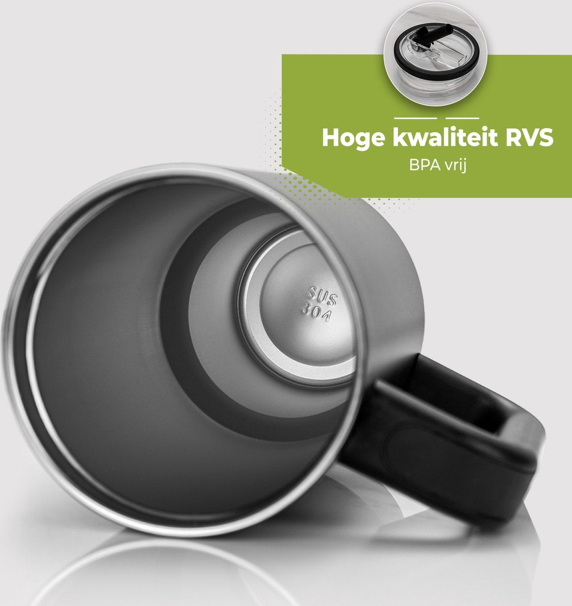 RVS Thermosbeker met Handvat en Rietje 1.2 liter