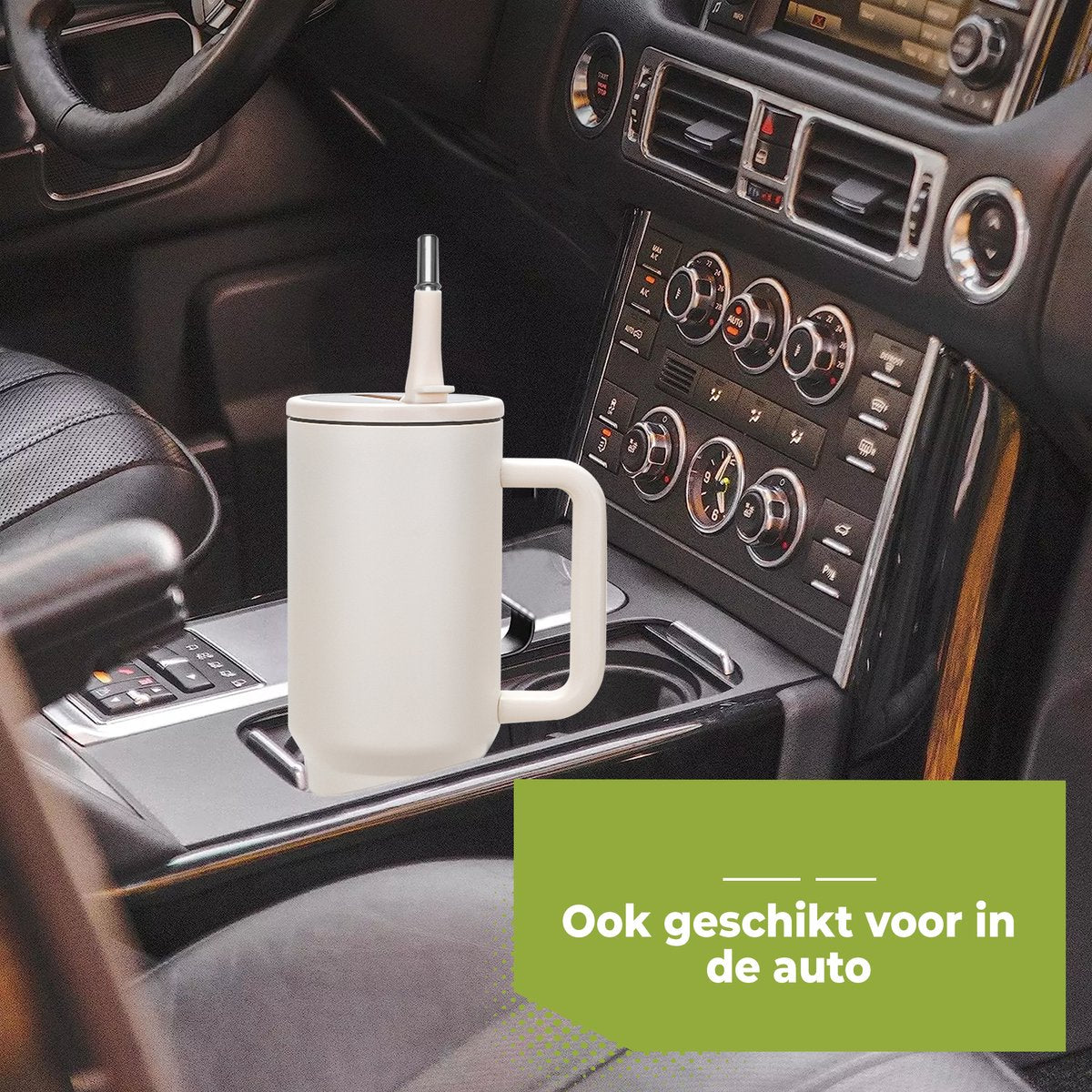 RVS Thermosbeker met Handvat en Rietje 1.2 liter