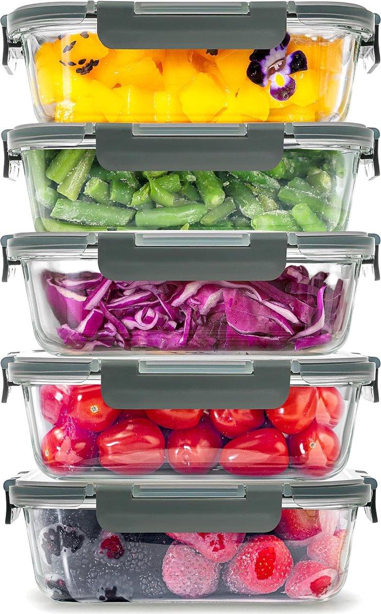 Vershoudbakjes set Glas - Meal Prep Bakjes