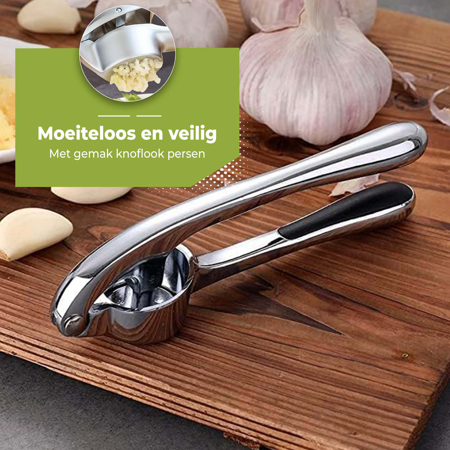 Knoflookpers RVS 17 CM