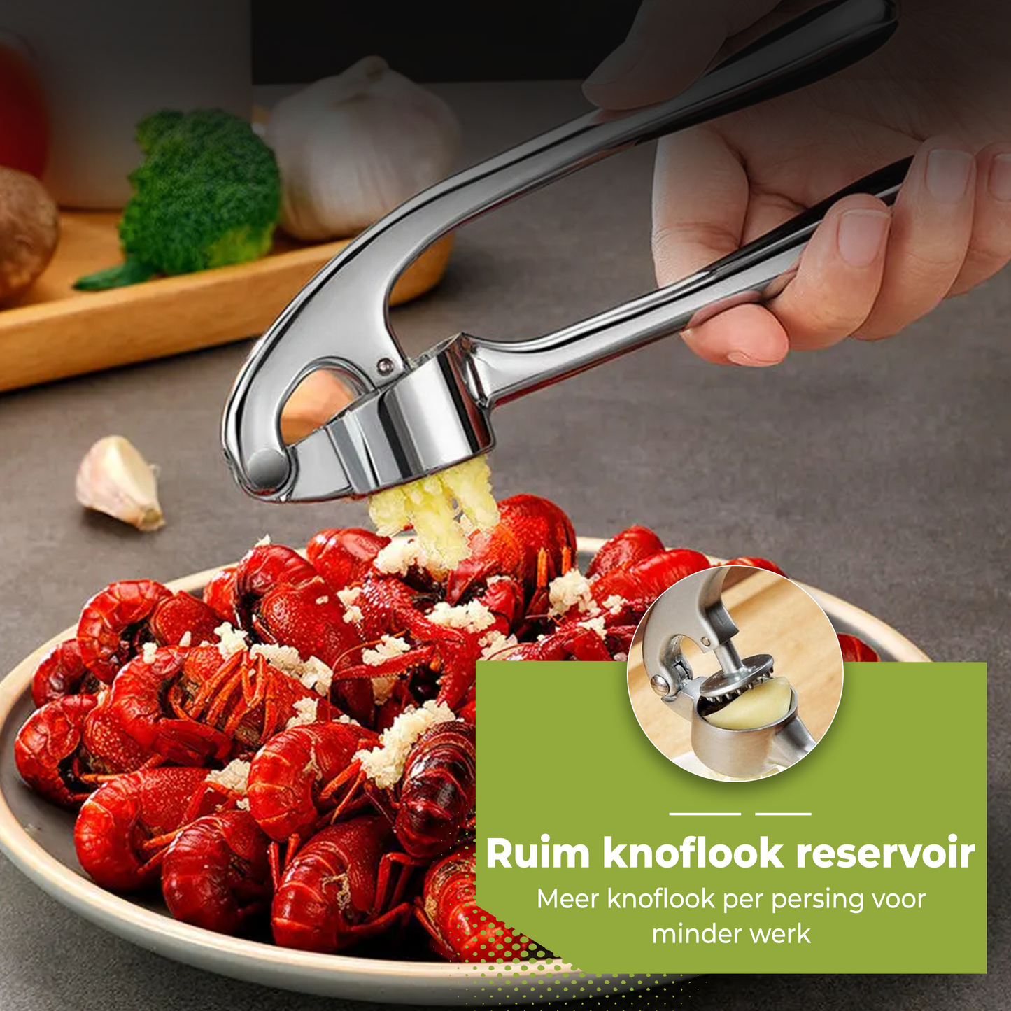 Knoflookpers RVS 17 CM