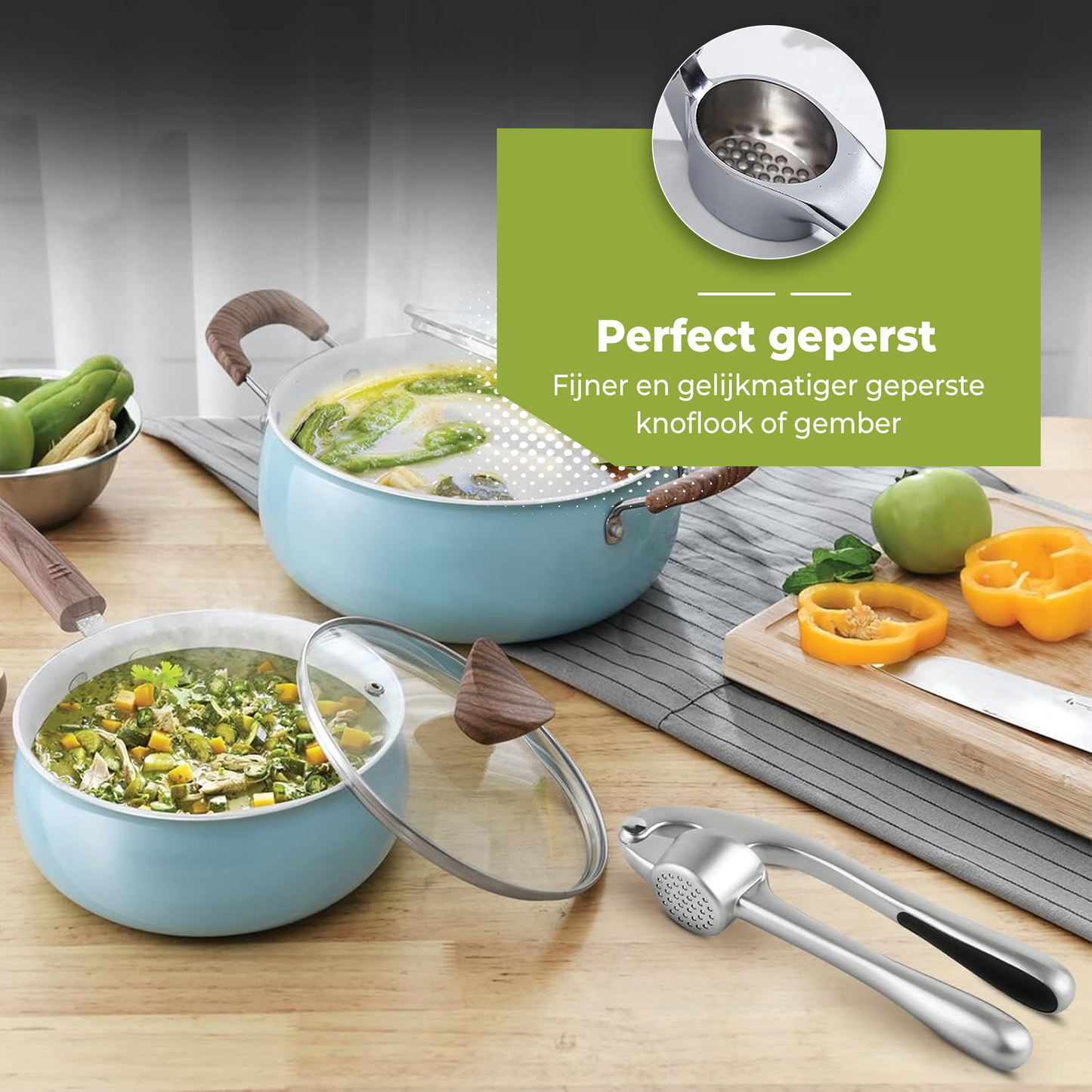 Knoflookpers RVS 17 CM