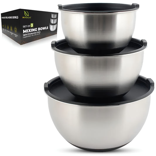 RVS Mengkommen set 3 met Luchtdichte Deksel