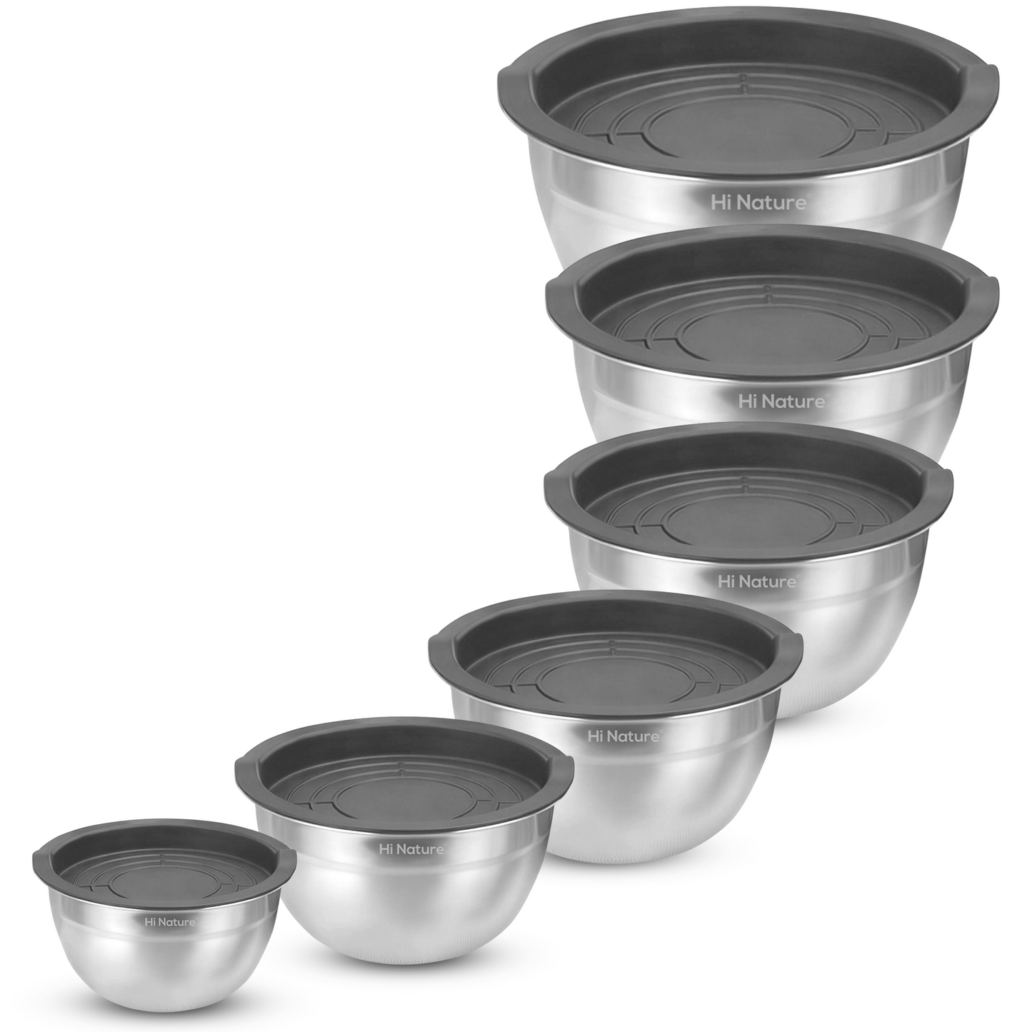 RVS Mengkommen set 6 met Luchtdichte Deksel