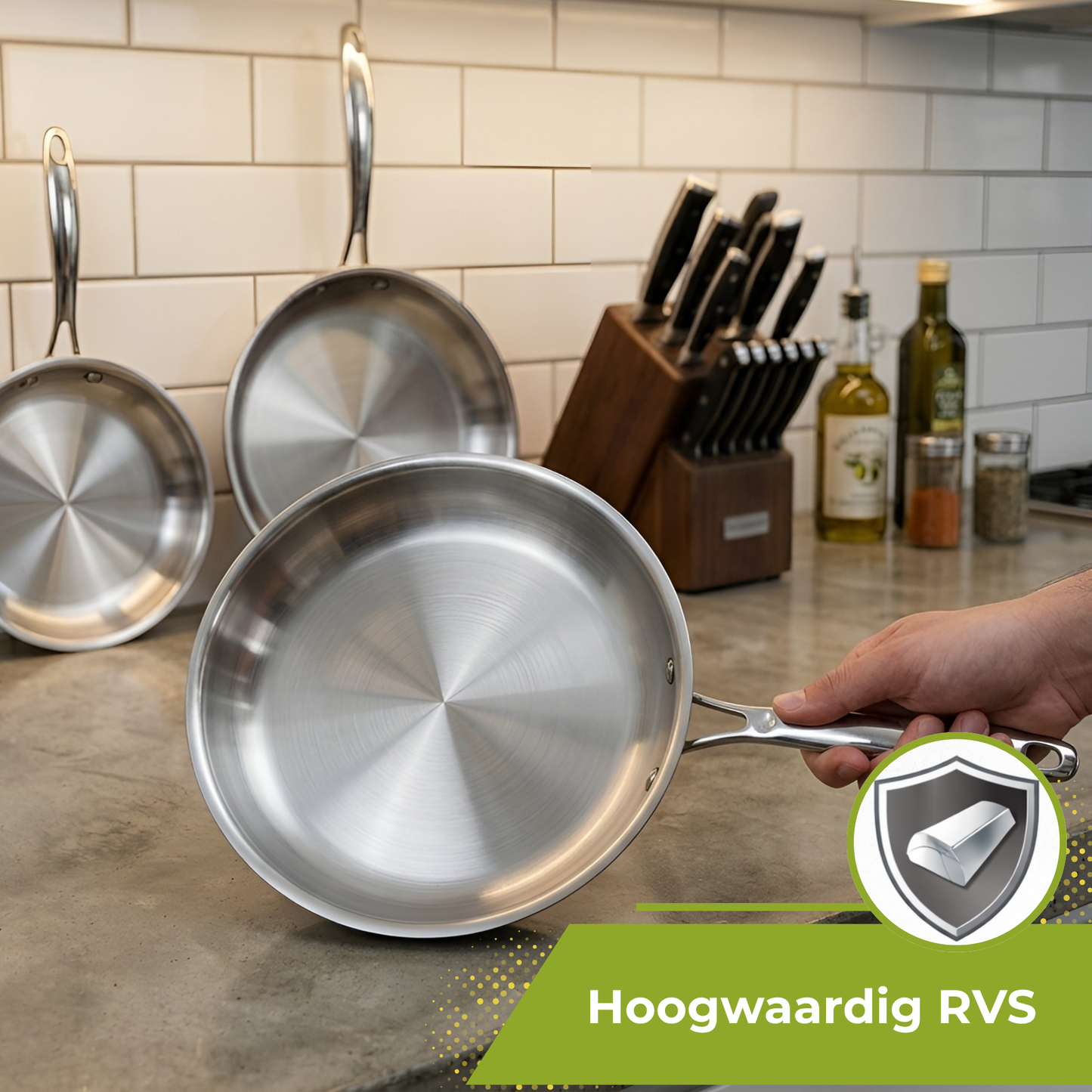 Koekenpan 3-Delig - RVS - Ø 20/24/28 cm