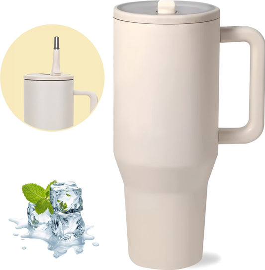 RVS Thermosbeker met Handvat en Rietje 1.2 liter