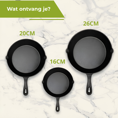 Gietijzeren Pannenset 3 - Skillet Cast Iron