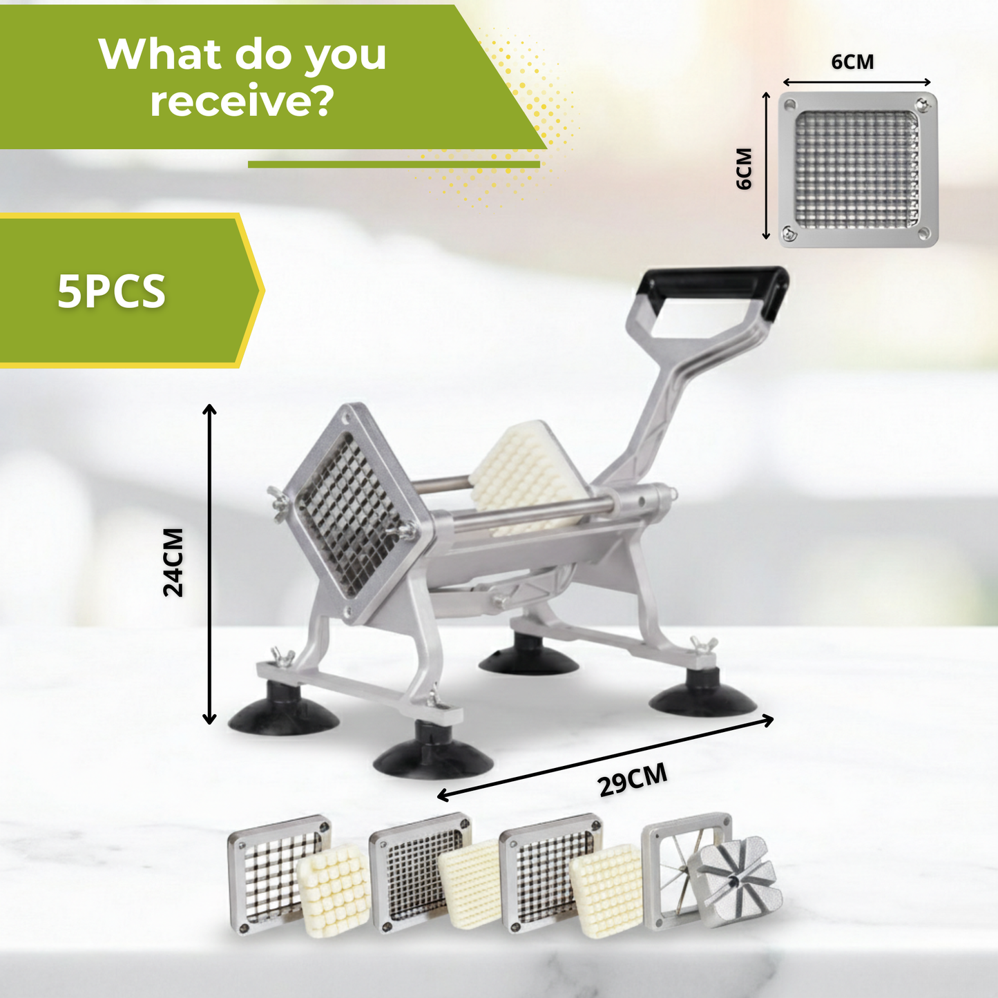 Frietsnijders - Patatsnijder -  inclusief 4 roestvrijstalen messen