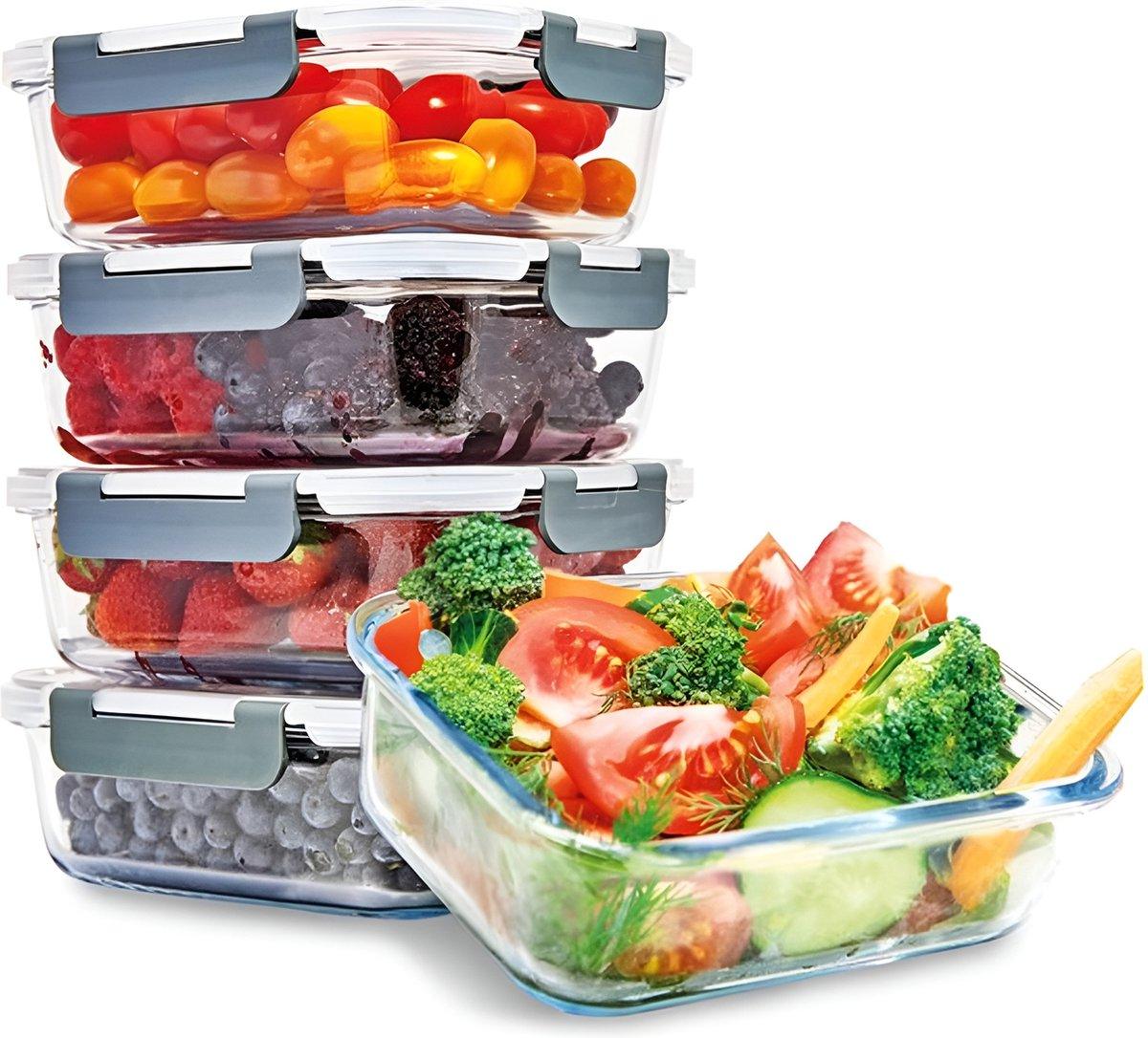 Vershoudbakjes set Glas - Meal Prep Bakjes