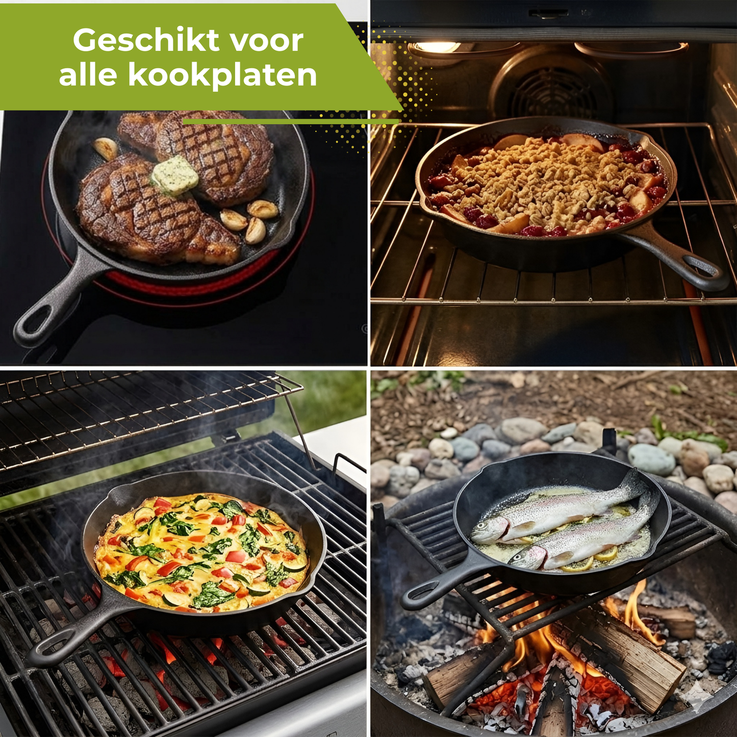 Gietijzeren Pannenset 3 - Skillet Cast Iron