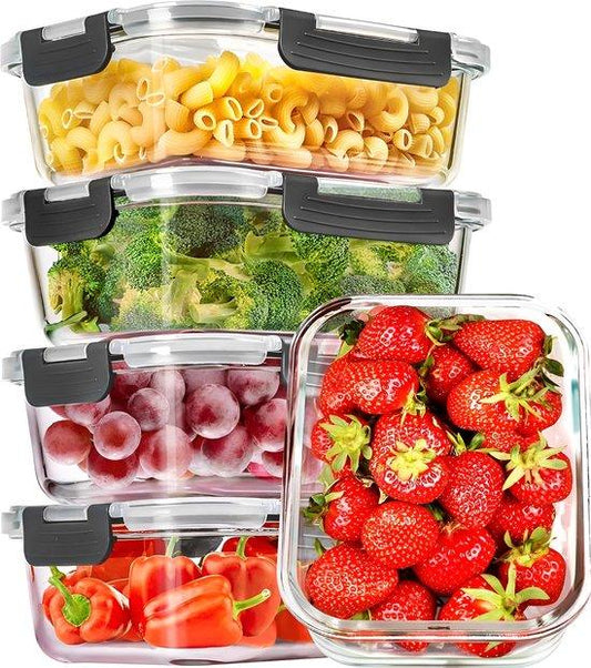 Vershoudbakjes set Glas - Meal Prep Bakjes