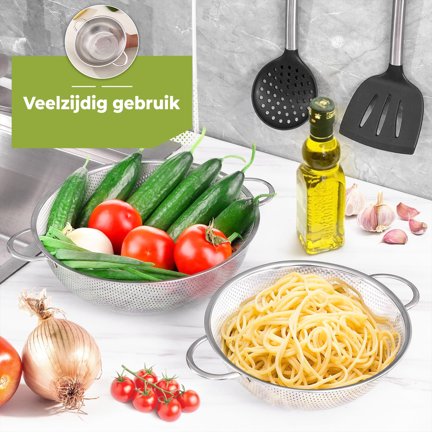 Vergiet RVS 3-delige set - Ø29cm/Ø23cm/Ø17cm Fijnmazig