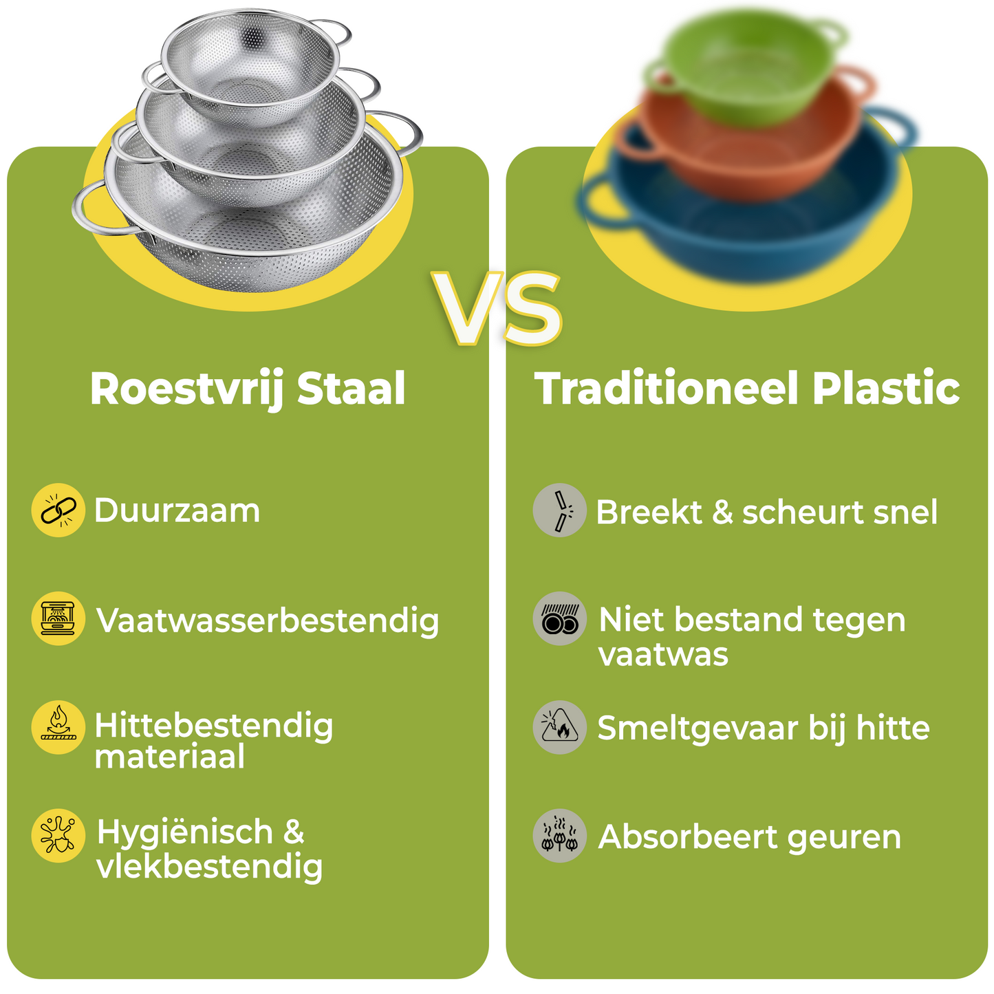 Vergiet RVS 3-delige set - Ø29cm/Ø23cm/Ø17cm Fijnmazig
