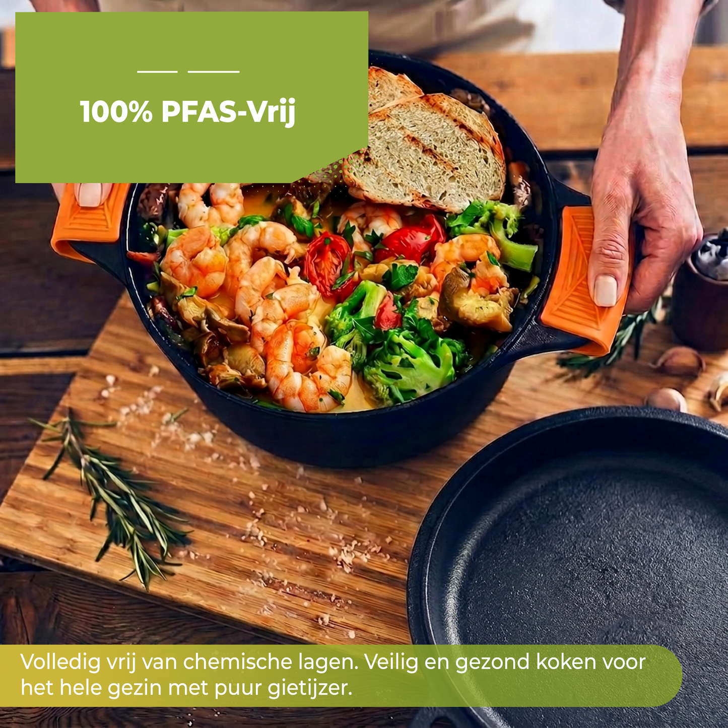 Dutch Oven - Gietijzeren Braadpan met Grilldeksel 5L - 26CM