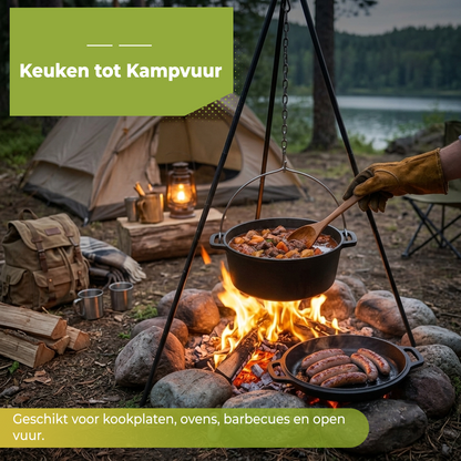 Dutch Oven - Gietijzeren Braadpan met Grilldeksel 5L - 26CM