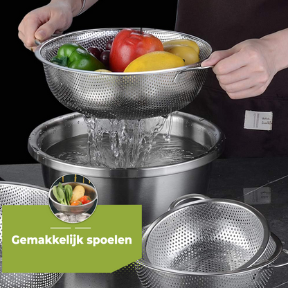 Vergiet RVS 3-delige set - Ø29cm/Ø23cm/Ø17cm Fijnmazig