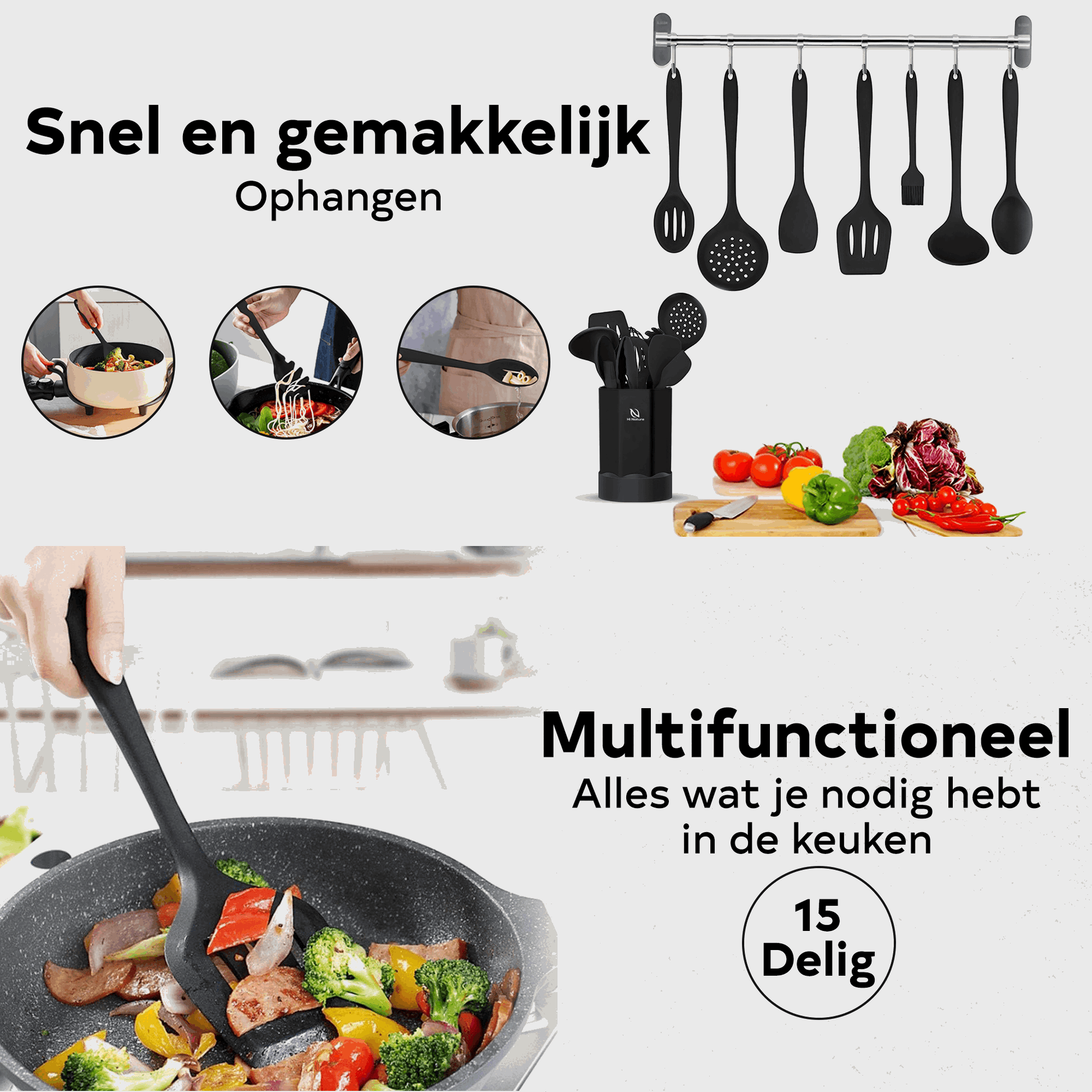Siliconen kookgerei set - siliconen keukengerei voor het koken van houten handgrepen, 230 °C hittebestendige spatel sets voor keukengerei met houder, gadgets voor anti-aanbakpannen BPA GRATIS (zwart Siliconen kookgerei set - siliconen keukengerei voor het koken van houten handgrepen, 230 °C hittebestendige spatel sets voor keukengerei met houder, gadgets voor anti-aanbakpannen BPA GRATIS (zwart