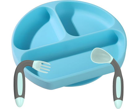 Rilli Roestvrij stalen zuignap bord diep, antislip babyservies, baby
