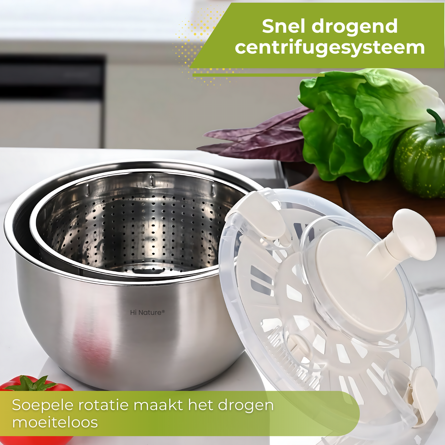 Slacentrifuge - Rotare Salade Spinner - RVS